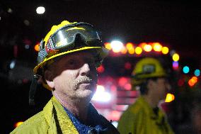 US Firefighters Fight Sepulveda Fire - LA