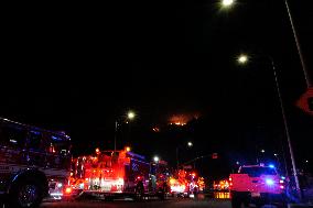 US Firefighters Fight Sepulveda Fire - LA