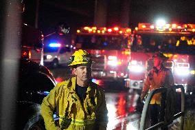 US Firefighters Fight Sepulveda Fire - LA