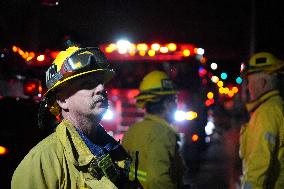 US Firefighters Fight Sepulveda Fire - LA