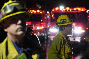 US Firefighters Fight Sepulveda Fire - LA