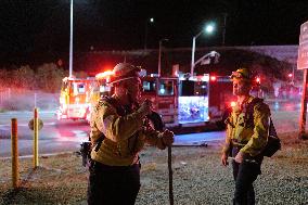 US Firefighters Fight Sepulveda Fire - LA