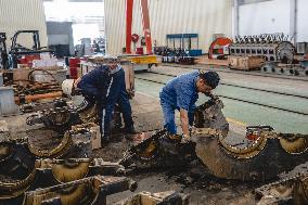 Maintenance Workers Fix Locomotive Parts - Nairobi