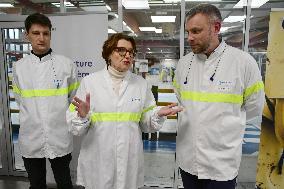 Annie Genevard, Minister Of Agriculture And Food Sovereignty, To The Danone Factory In France