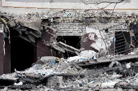 Aftermath of Russian drone attack in Kyiv region