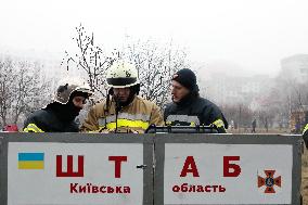 Aftermath of Russian drone attack in Kyiv region