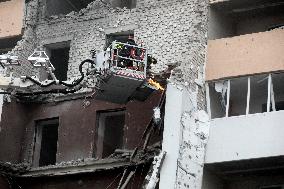 Aftermath of Russian drone attack in Kyiv region