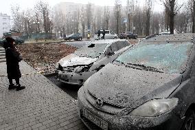 Aftermath of Russian drone attack in Kyiv region