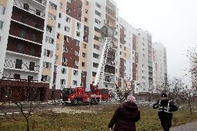 Aftermath of Russian drone attack in Kyiv region