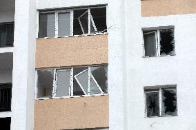 Aftermath of Russian drone attack in Kyiv region