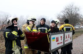 Aftermath of Russian drone attack in Kyiv region