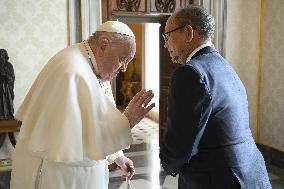ITALY - POPE FRANCIS RECEIVES RECEIVES IN PRIVATE AUDIECE H.E.MR LESLIE VOLTAIRE AT THE VATICAN - 2025/01/25