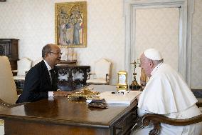 ITALY - POPE FRANCIS RECEIVES RECEIVES IN PRIVATE AUDIECE H.E.MR LESLIE VOLTAIRE AT THE VATICAN - 2025/01/25