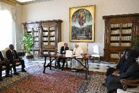 ITALY - POPE FRANCIS RECEIVES RECEIVES IN PRIVATE AUDIECE H.E.MR LESLIE VOLTAIRE AT THE VATICAN - 2025/01/25