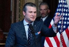 VP Vance Swears-In Pete Hegseth as US Secretary of Defense