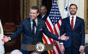 VP Vance Swears-In Pete Hegseth as US Secretary of Defense