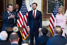 VP Vance Swears-In Pete Hegseth as US Secretary of Defense