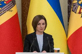 Moldova's President Maia Sandu And Ukraine's President Volodymyr Zelenskiy Attend A Joint Press Conference In Kyiv