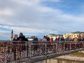 Tourists Sightseeing In Salzburg