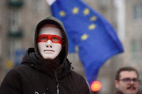 March Of Belarusians In Warsaw.
