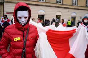 March Of Belarusians In Warsaw.