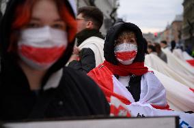 March Of Belarusians In Warsaw.