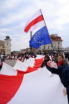 March Of Belarusians In Warsaw.