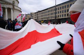 March Of Belarusians In Warsaw.
