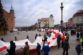 March Of Belarusians In Warsaw.