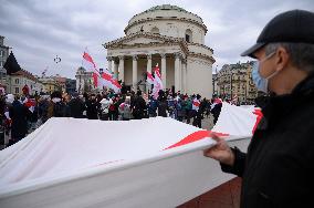 March Of Belarusians In Warsaw.