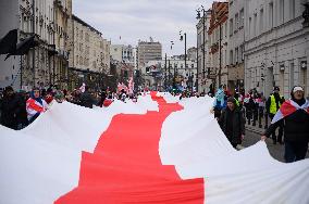 March Of Belarusians In Warsaw.