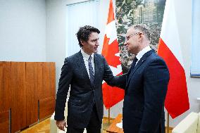 Justin Trudeau Meets with Polish President Andrzej Duda in Auschwitz