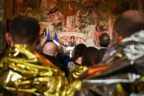 SYNAVI activists protest during Rachida Dati speech in Paris FA