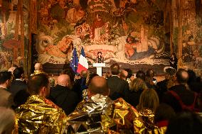 SYNAVI activists protest during Rachida Dati speech in Paris FA