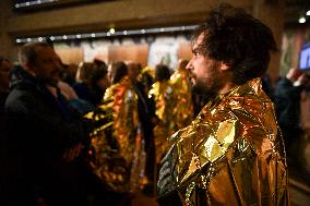 SYNAVI activists protest during Rachida Dati speech in Paris FA