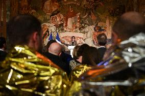 SYNAVI activists protest during Rachida Dati speech in Paris FA