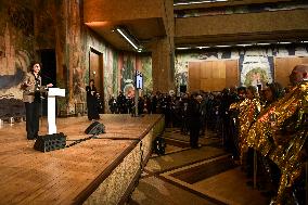SYNAVI activists protest during Rachida Dati speech in Paris FA