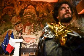 SYNAVI activists protest during Rachida Dati speech in Paris FA
