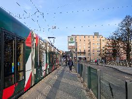 Tram Traffic In The Bavarian City Of Augsburg