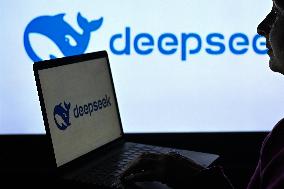 Photo Illustrations Featuring DeepSeek And Nvidia Logos