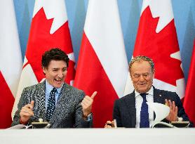 Justin Trudeau and Donald Tusk Meet - Warsaw