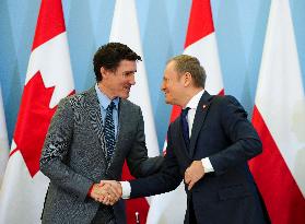 Justin Trudeau and Donald Tusk Meet - Warsaw