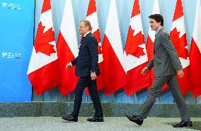 Justin Trudeau and Donald Tusk Meet - Warsaw