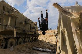 Young Palestinians Perform Between The Ruins - Gaza