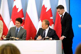 Justin Trudeau and Donald Tusk Meet - Warsaw