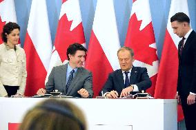 Justin Trudeau and Donald Tusk Meet - Warsaw