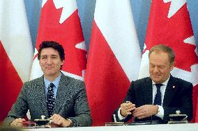 Justin Trudeau and Donald Tusk Meet - Warsaw