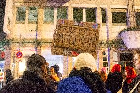 Demo Against Right Wing Extremism And Also CDU Top Candidator Friedlich Merz's Statement In Wuppertal