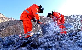 Clearing Snow on National Highway 307 in Zhangye