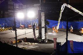 Rescue operation at sinkhole in eastern Japan